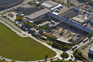 Luftaufnahme des BaustoffRecyclingZentrum Ebirec
