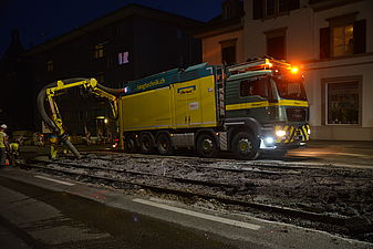 Nachteinsatz beim Tramgleis-Rückbau