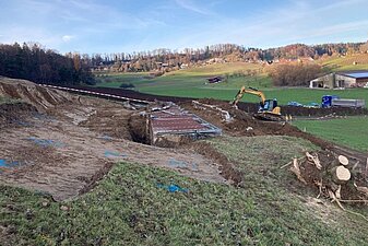 Aushub mit Bagger und Auflad auf LKW