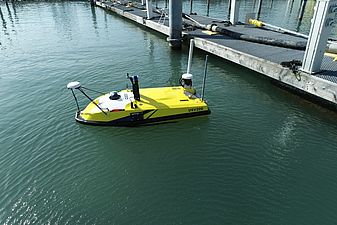 Einsatz des Drohnenboots im Hafen von Küssnacht am Rigi